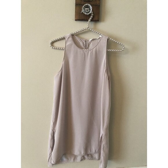 Athleta Womens Size XXS Lillac Silk Side Slit Washable Silk Tunic Top Sleeveless - Picture 1 of 5